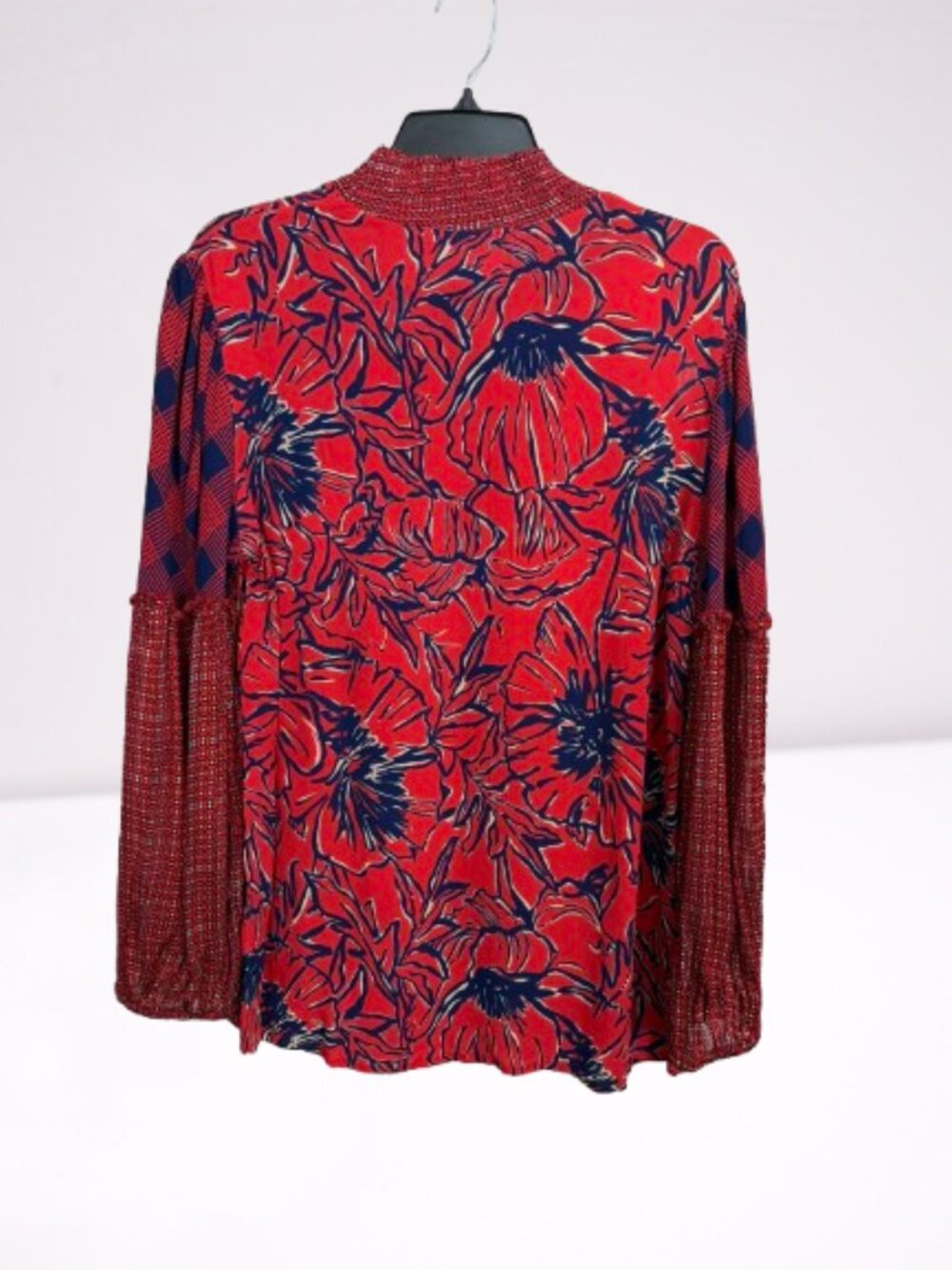 Anthropologie Bl^nk London 100% Viscose Mixed-Print Mock Neck Top Blouse Size XL - Picture 6 of 9